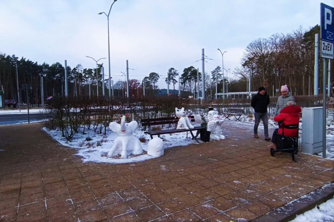 Rzeźby ze śniegu na pętli Głębokie