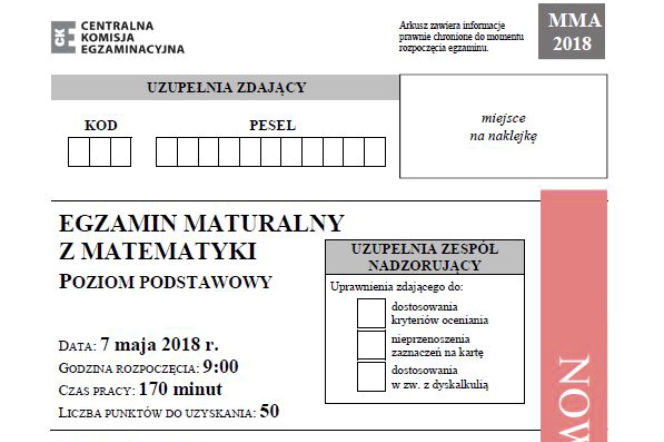 Matura 2018. Arkusze CKE z matematyki