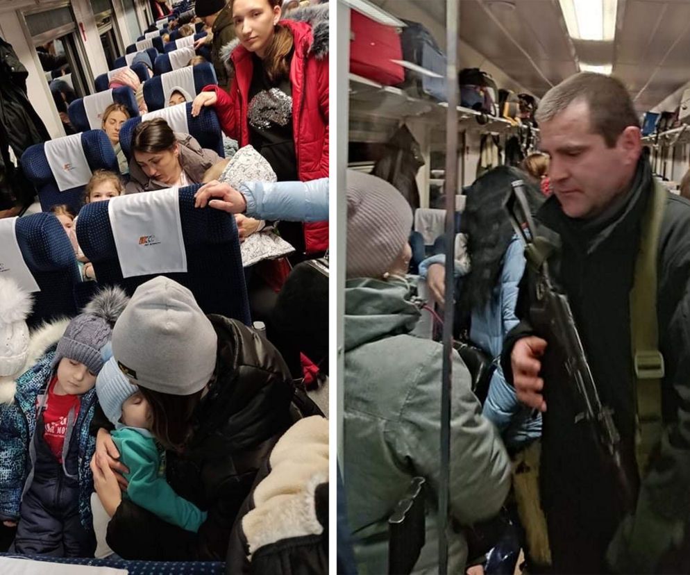 Przepełniony pociag z uchodźcami