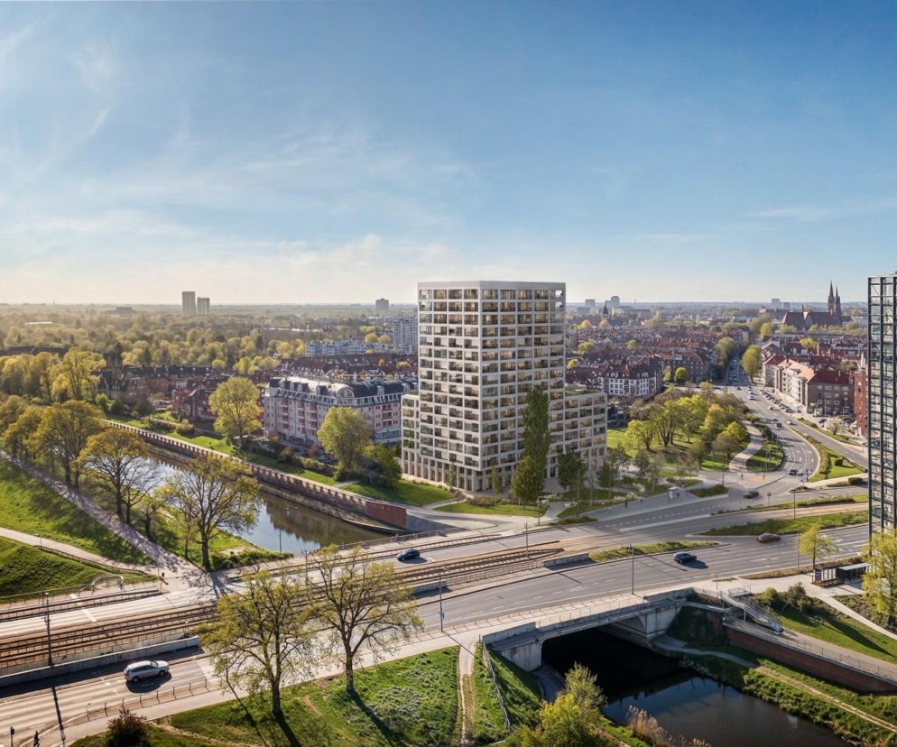 Jasny budynek Jaracza 79 przy Moście Warszawskim. O nowej bramie do Wrocławia przeczytasz w serwisie Architektura.