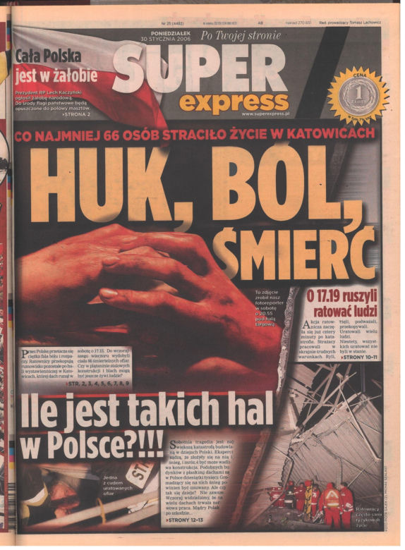 Zawalenie hali w Katowicach - archiwalne wydania "Super Expressu"