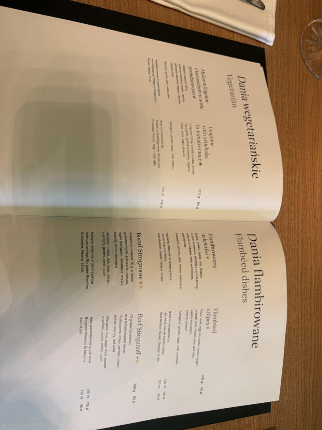 Ceny w restauracji w Hotelu Gołębiewski Pobierowo