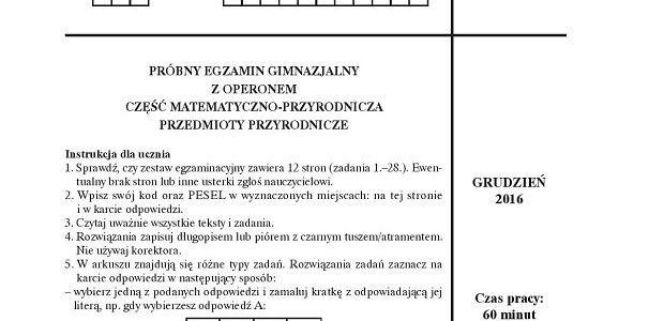 Próbny Egzamin Gimnazjalny Operon 2017 – arkusze, odpowiedzi 