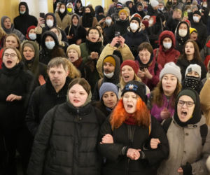 Protesty w Rosji przeciwko wojnie z Ukrainą.