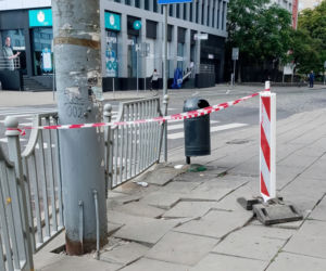 Niebezpieczne zapadliska na ulicy Tkackiej