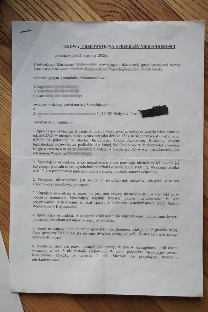 "Wyglądał profesjonalnie". 14 osób wpłaciło zaliczki na te same działki. Poszkodowani oskarżają adwokata