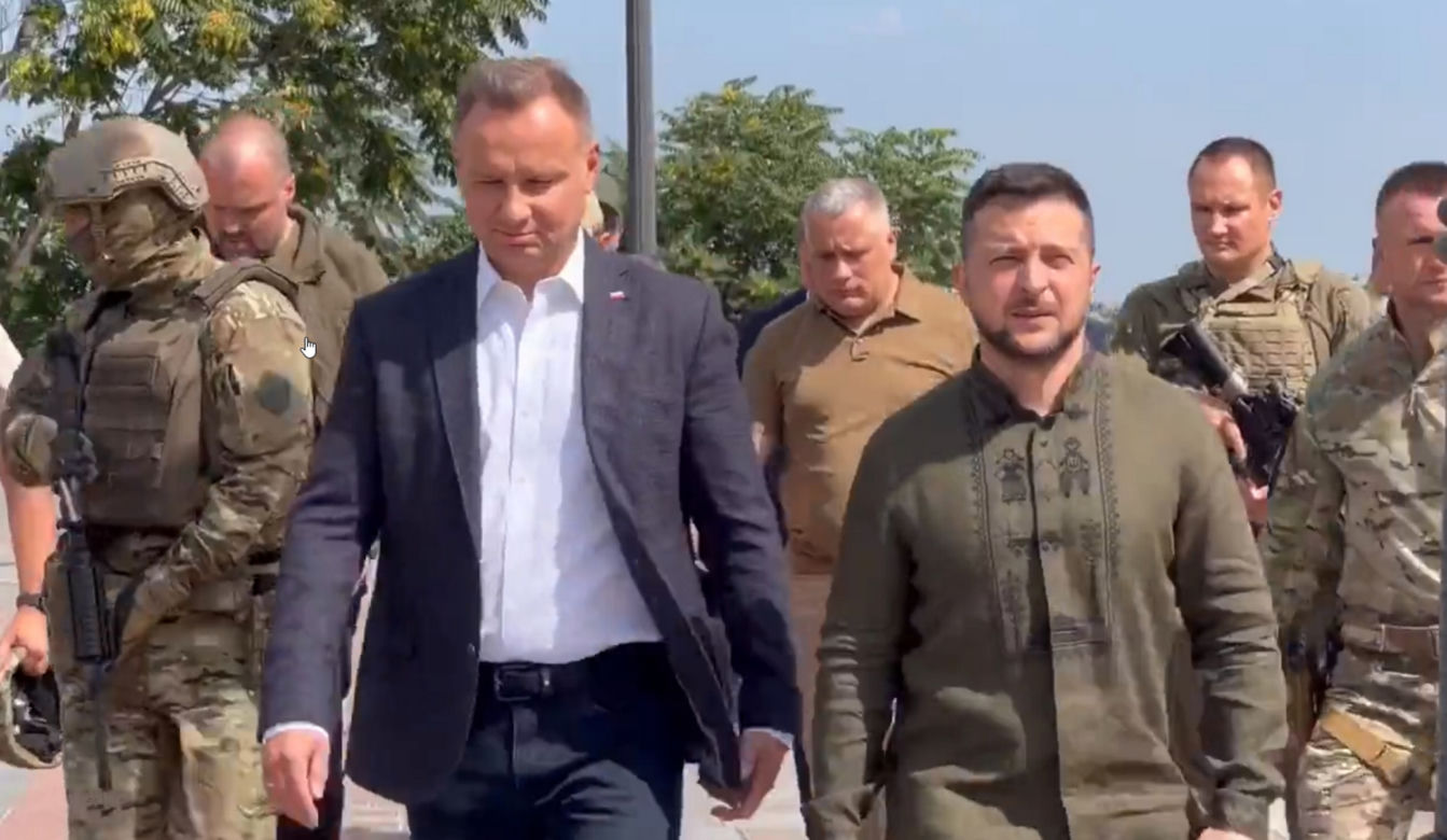Andrzej Duda w Kijowie. Został uhonorowany w Alei Odważnych
