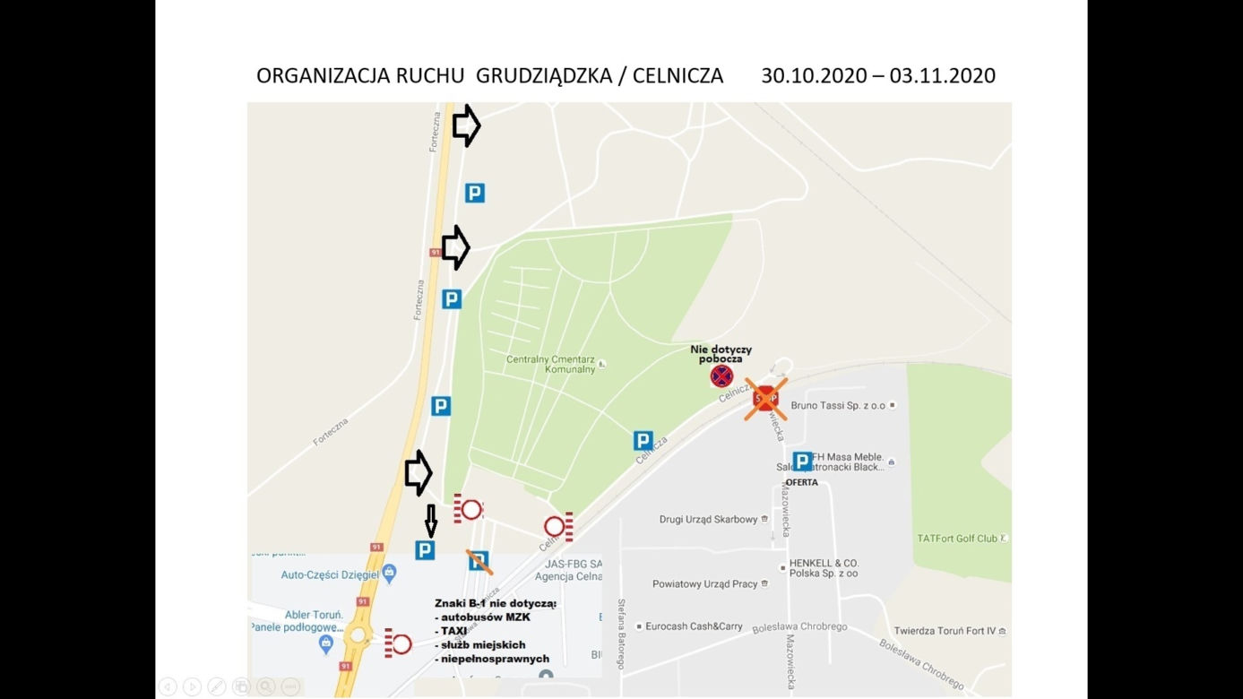Wszystkich Świętych 2020. Organizacja ruchu w pobliżu cmentarzy w Toruniu