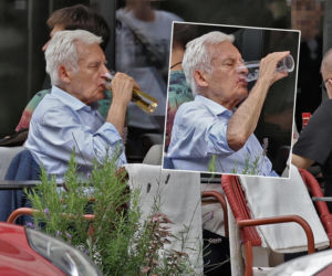 Jerzy Buzek przyłapany w warszawskim lokalu. Znalazł sposób na upał