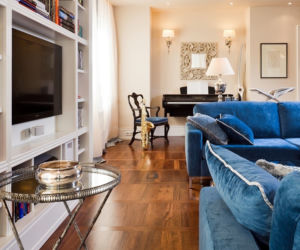 Kącik muzyczny w apartamencie w stylu nowojorskim