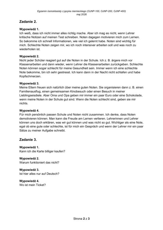 Egzamin ósmoklasisty 2026 niemiecki: Arkusze CKE i odpowiedzi - sprawdź, czy zdałeś! 13.05.2026