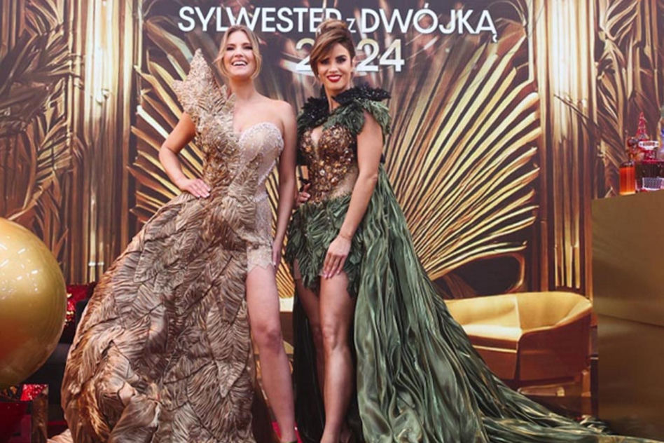 Tak wyglądały gwiazdy prowadzące "Sylwestra z Dwójką"! Krystyna Sokołowska odsłoniła nogi do nieba, a Michalina Sosna założyła "nagą" suknię