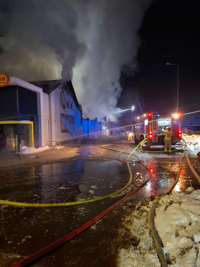 Pożar Biedronki w Polanowie