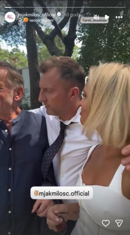 M jak miłość nowy sezon na planie. Dorota (Iwona Rejzner), Bartek (Arkadiusz Smoleński), Robert Żak (Krzysztof Tyniec)