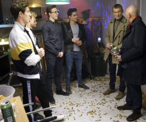 Barwy szczęścia, odc. 2045. Oliwka (Wiktoria Gąsiewska), Tymon (Jakub Wróblewski), Eryk (Patryk Cebulski), Stefan (Krzysztof Kiersznowski), Tolek (Marek Siudym)