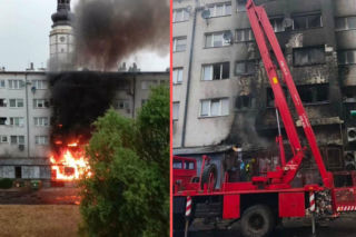 Pożar w centrum Strzelina. Ogień objął blok mieszkalny