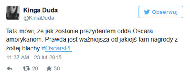 Kinga Duda wpis