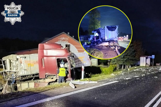 Przerażające sceny pod Radomiem. Z ciężarówek zostały strzępy! Kierowca zginął na miejscu