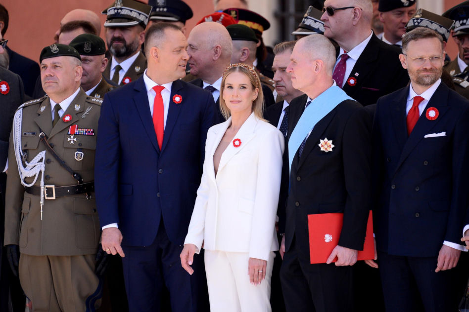 Warszawa. Święto Narodowe Trzeciego Maja. Para prezydencka na Placu Zamkowym w Warszawie