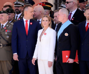 Warszawa. Święto Narodowe Trzeciego Maja. Para prezydencka na Placu Zamkowym w Warszawie