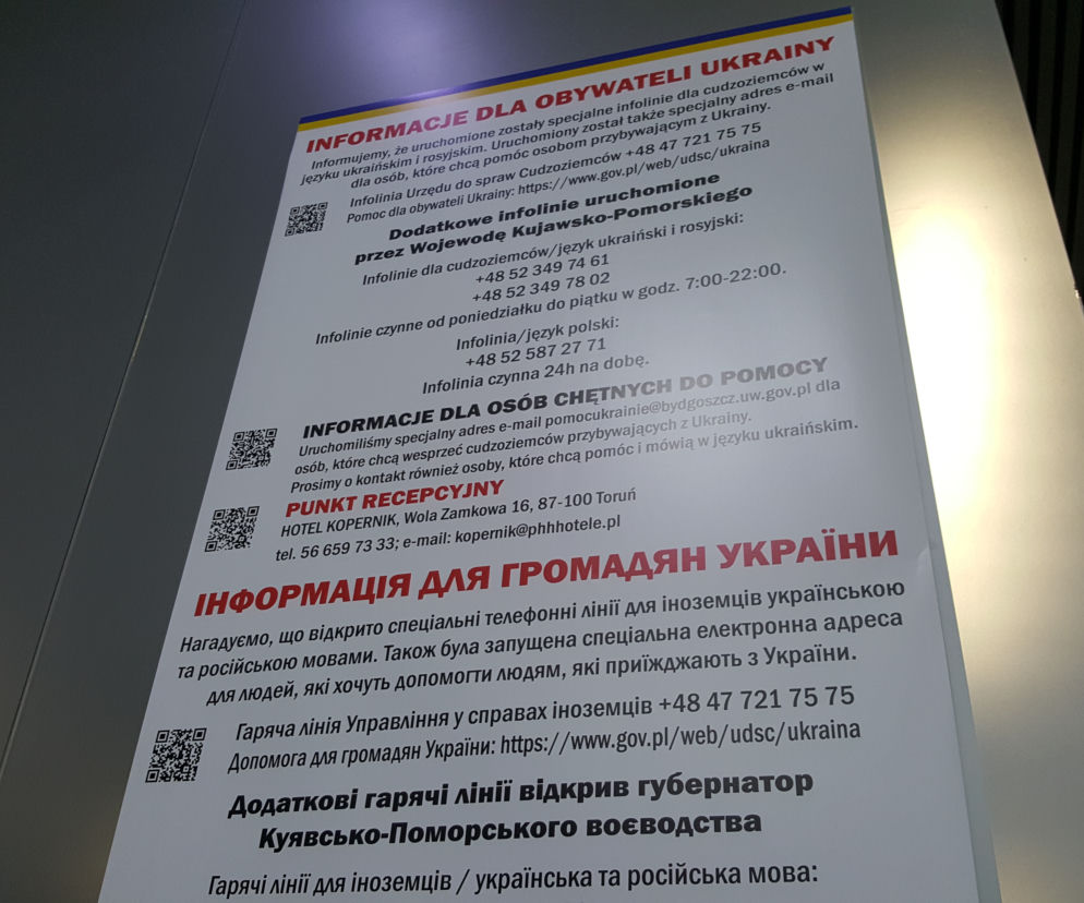 Punkt informacyjny dla Ukraińców na dworcu w Bydgoszczy
