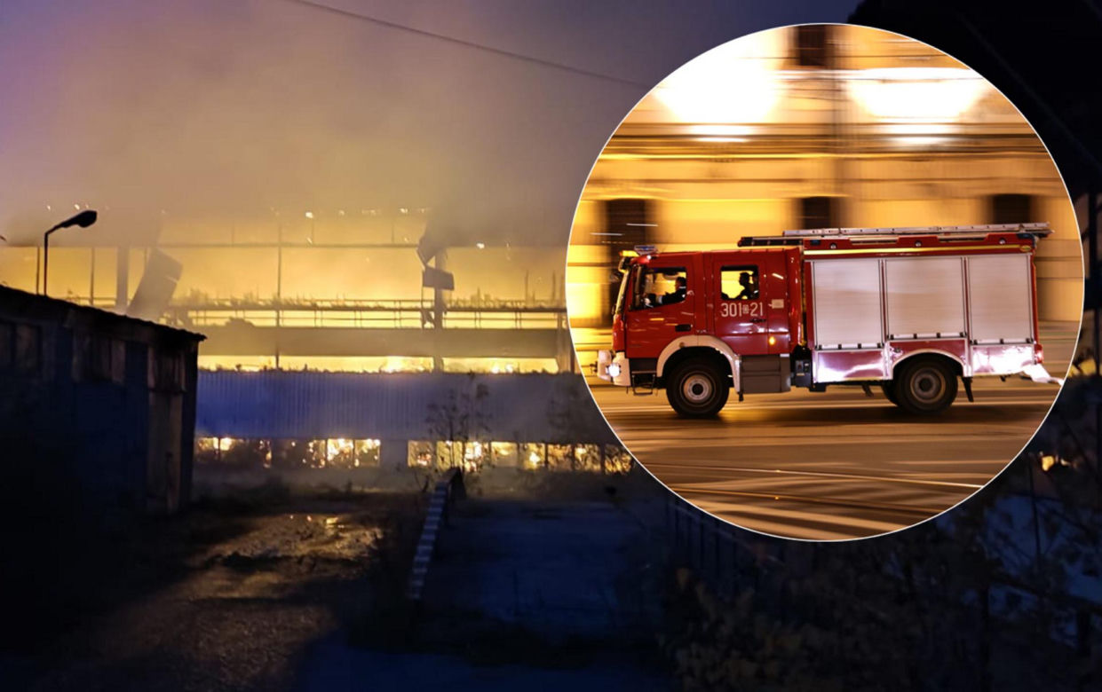 Pożar hali pod Kętrzynem. Trwa akcja gaśnicza