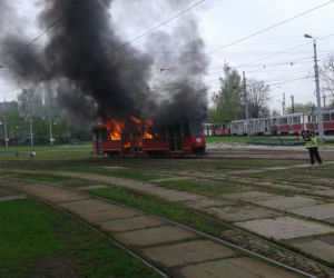 Pożar tramwaju w Chorzowie