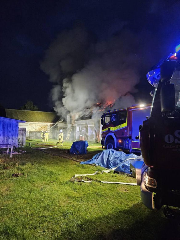 Pożar budynku gospodarczego, Rudzienko, gmina Dobre, powiat Miński