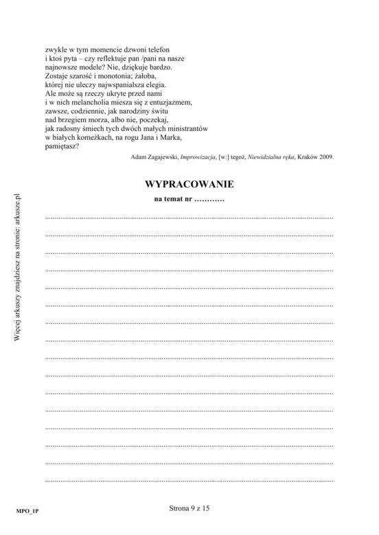 Matura poprawkowa język polski 2015 sierpień (poziom podstawowy)