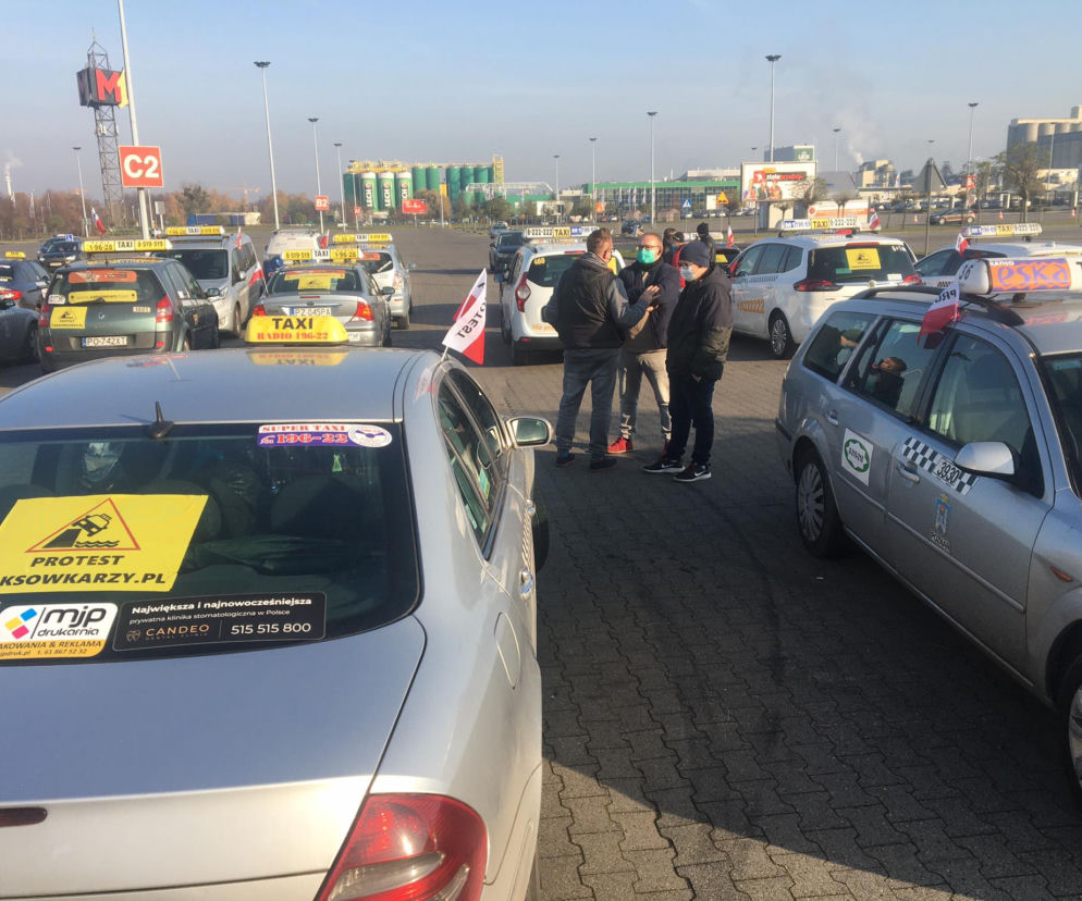 Protest taksówkarzy w Poznaniu