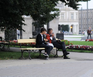 Kuchciński Marek z synem w Ogrodzie Saskim