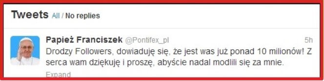 podziękowania, papież, twitter