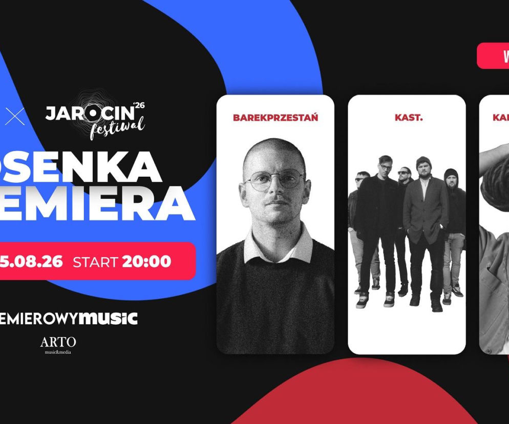 Plakat koncertu Piosenka Premiera z udziałem zespołów kast., barek przestań i Kamila Sucharskiego. Info o gali w EskaRock.