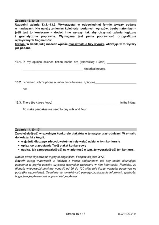 Egzamin ósmoklasisty 2021 angielski. Arkusze CKE, pytania, odpowiedzi, język angielski, języki obce [27.05.2021]