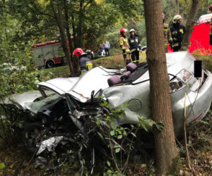 Łódzkie. Śmiertelny wypadek na DK74. Kierowca mazdy uderzył w drzewo