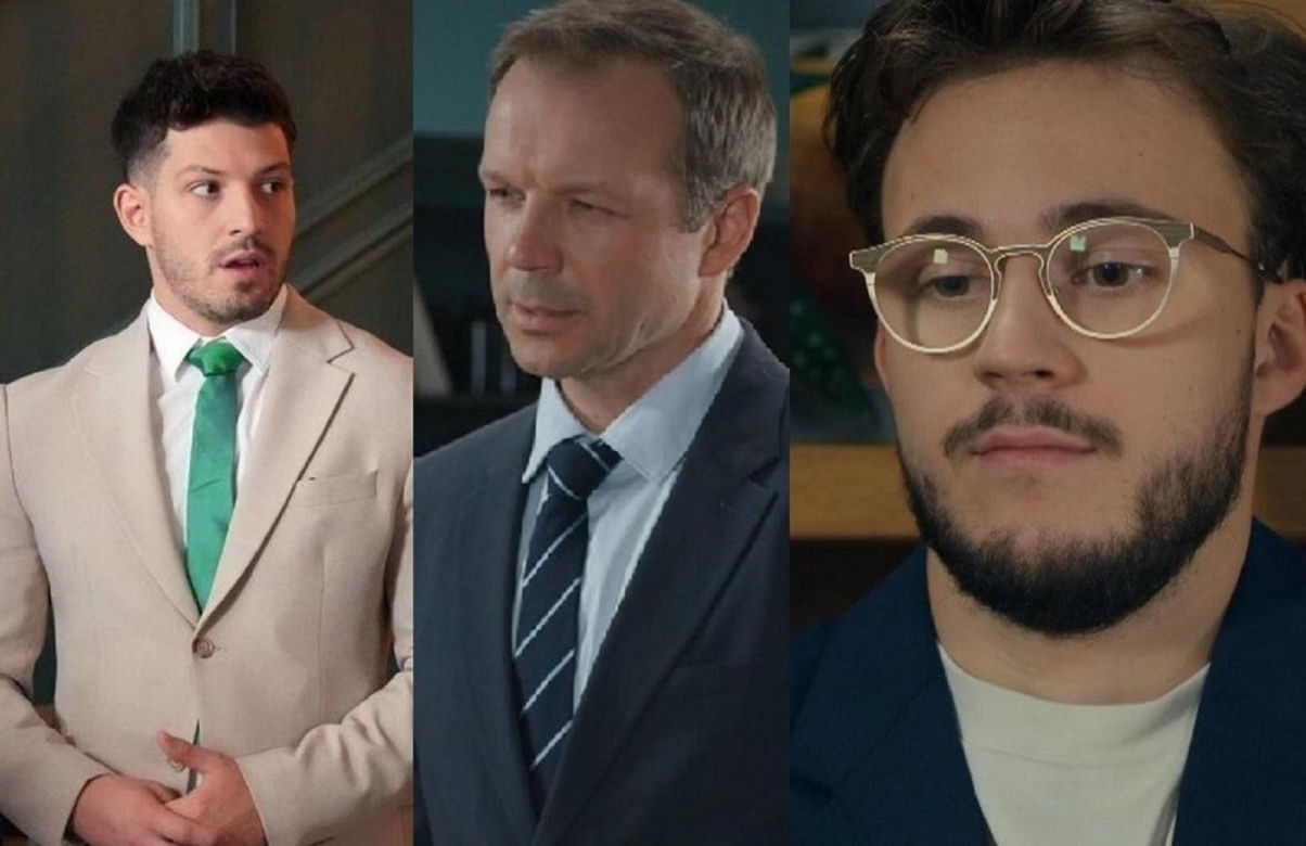 Barwy szczęścia, odcinek 3287. Justin (Jasper Sołtysiewicz), Bruno (Lesław Żurek), Kajtek (Jakub Dmochowski)