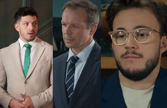 Barwy szczęścia, odcinek 3287. Justin (Jasper Sołtysiewicz), Bruno (Lesław Żurek), Kajtek (Jakub Dmochowski)