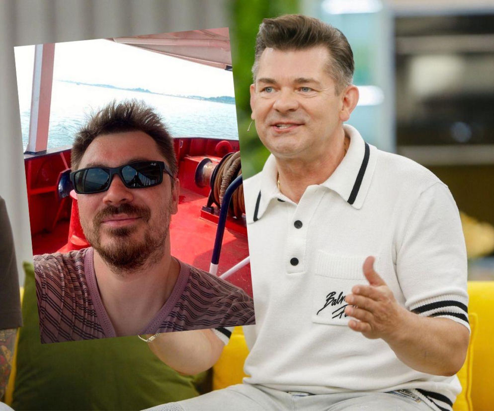 Zenek Martyniuk gestykuluje podczas rozmowy. Na wstawce Daniel Martyniuk na statku. O ich relacjach przeczytasz na SE.