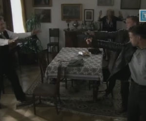 Czas honoru 6 sezon odc. 78. Emilia (Sonia Bohosiewicz), Karkowski (Bartłomiej Kasprzykowski), Bronek (Maciej Zakościelny)