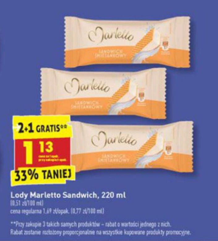 Lody Marletto 2+1 gratis