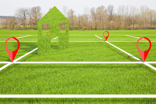 Wizualizacja domu przy liniach wyznaczających granice działki