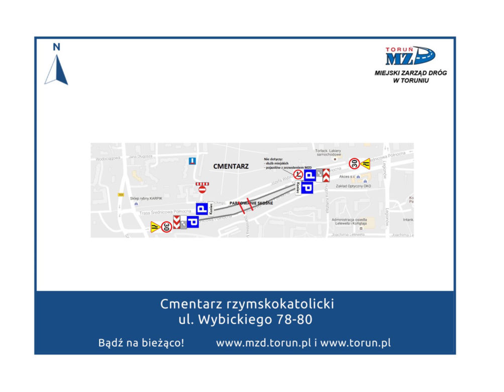 Zmiana organizacji ruchu przy cmentarzach w Toruniu. Mapy obowiązują w okresie Wszystkich Świętych
