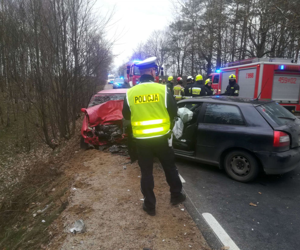 Czołowe zderzenie Audi i Skody