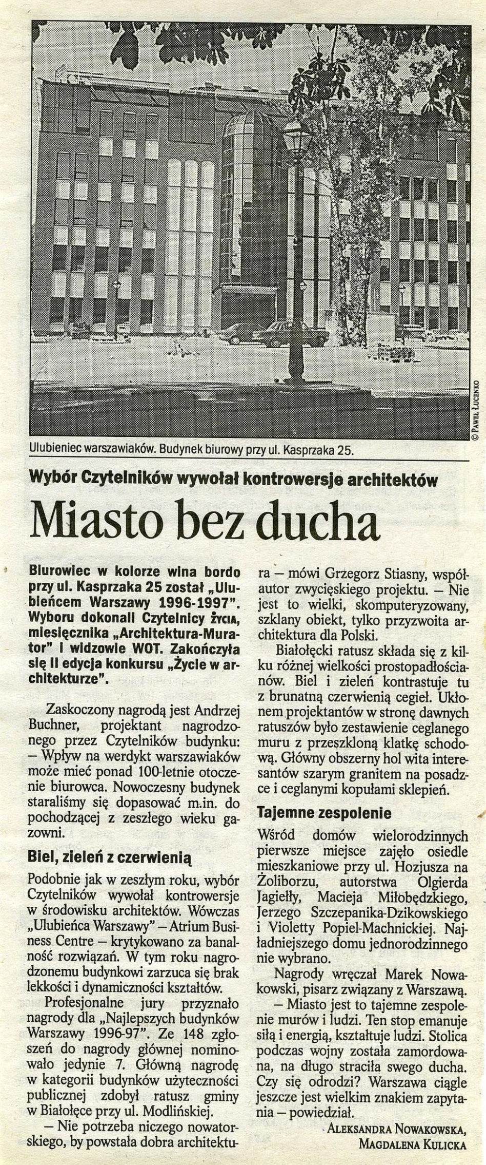 Miasto bez ducha, „Życie” nr 34, 19-20.01.1998