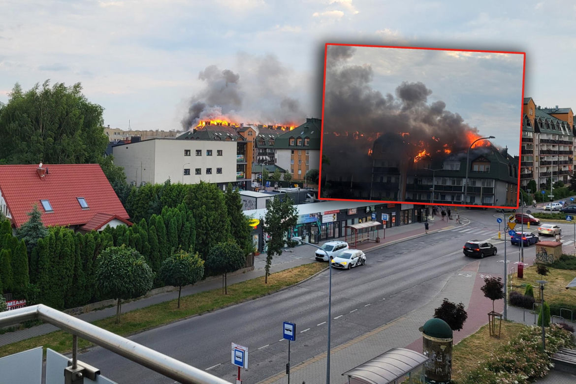 Pożar bloku mieszkalnego w Ząbkach 