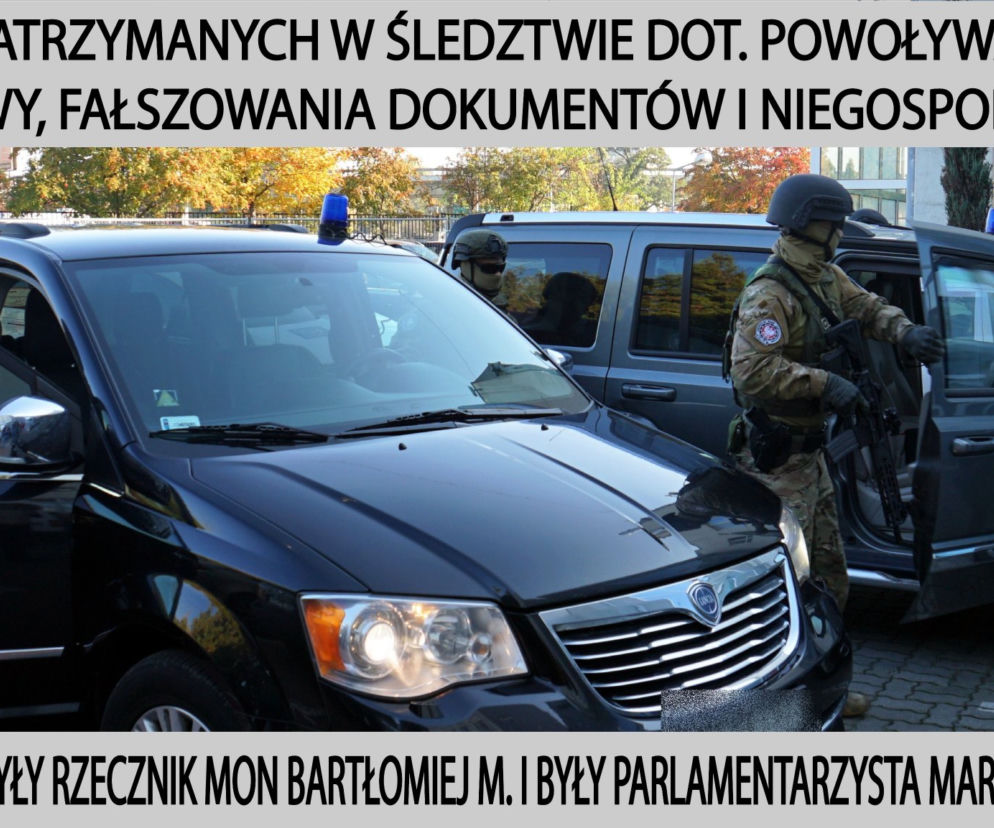 CBA zatrzymało byłego rzecznika MON Bartłomieja M. i m.in. byłego podlaskiego posła Mariusza Antoniego K.