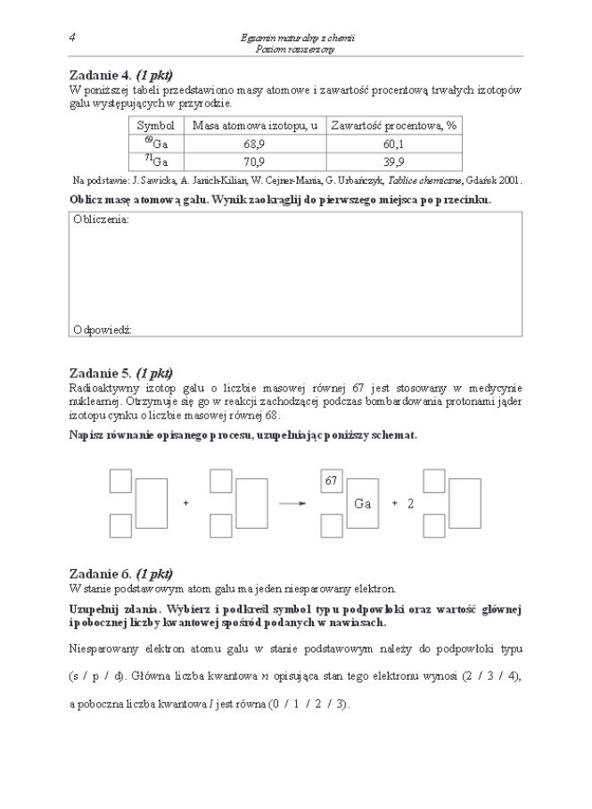 Arkusz rozszerzony chemia matura 2014
