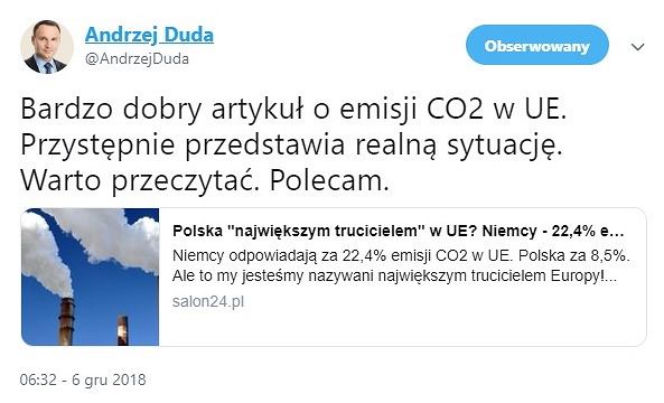 Usunięty wpis Andrzej Dudy