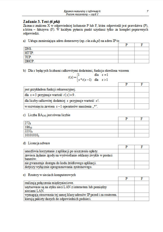 Matura 2013, informatyka poziom rozszerzony