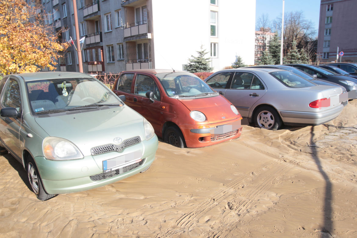 Zalany parking na Bródnie